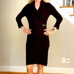 Calvin Klein Size Small Cable Knit Black Sweater Dress